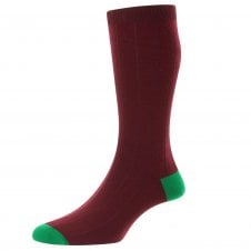 Scott-Nichol Pantherella "Burford" Burgundy & Green Men's Socks Size 6-11