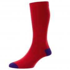 Scott-Nichol Pantherella "Burford" Red & Purple Men's Socks Size 6-11
