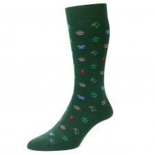 Scott-Nichol Pantherella "Sedgley" Rugby Shirts Bottle Green Men's Socks Size 6-11