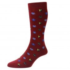 Scott-Nichol Pantherella "Sedgley" Rugby Shirts Burgundy Men's Socks Size 6-11