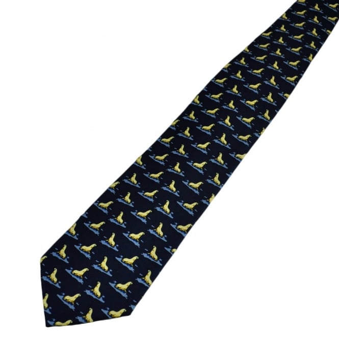 Sea Lion Navy Blue Novelty Tie