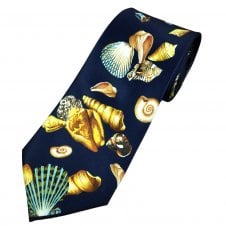 Seashells Navy Blue Men's Novelty Tie