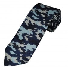 Shades Of Blue & Beige Camouflage Wool Men's Tie