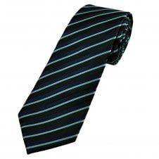 Shades of Blue & Black Striped Men's Extra Long Tie