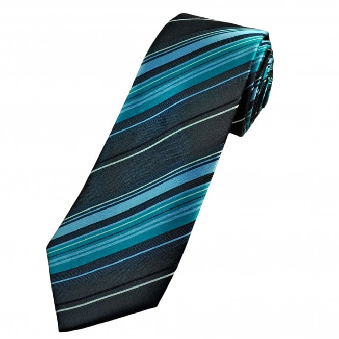 Shades of Blue Striped Men's Extra Long Tie
