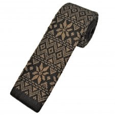 Shades of Brown Fair Isle Pattern Men's Knitted Tie