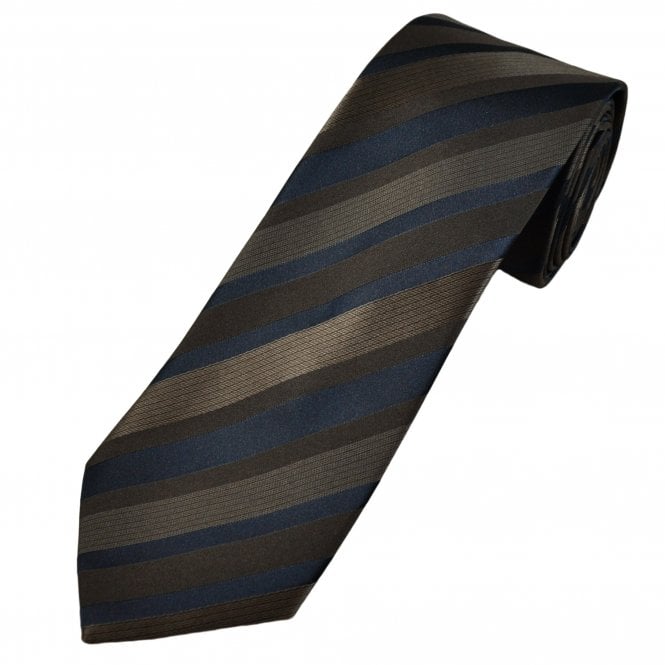 Shades of Brown & Navy Blue Striped Men's Tie