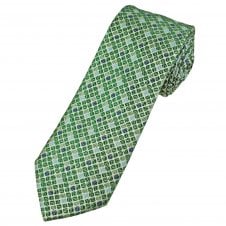 Shades of Green & Blue Diamond Check Pattern Men's Tie