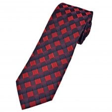 Shades of Red & Black Checked Patterned Men's Tie