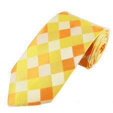 Shades of Yellow & Orange Check Pattern Men's Extra Long Tie