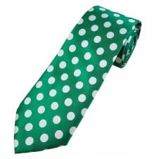 Shamrock Green & White Polka Dot Men's Extra Long Tie
