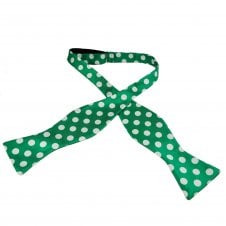 Shamrock Green & White Polka Dot Men's Self Tie Bow Tie