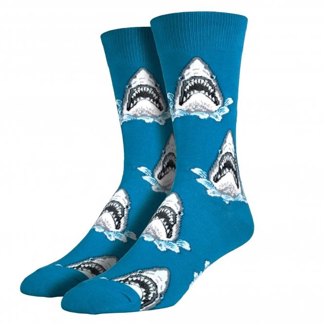 Shark Attack Blue Luxury Men's Socks