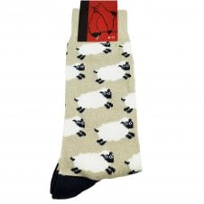 Sheep on Beige Men's Novelty Socks