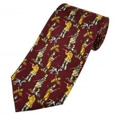 Shooting Themed Burgundy Men's Silk Tie