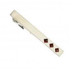Siam Silver with Red Crystal Tie Bar