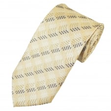 Silver, Beige & Brown Patterned Men's Extra Long Tie