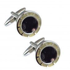 Silver & Black Abstract Pattern Cufflinks