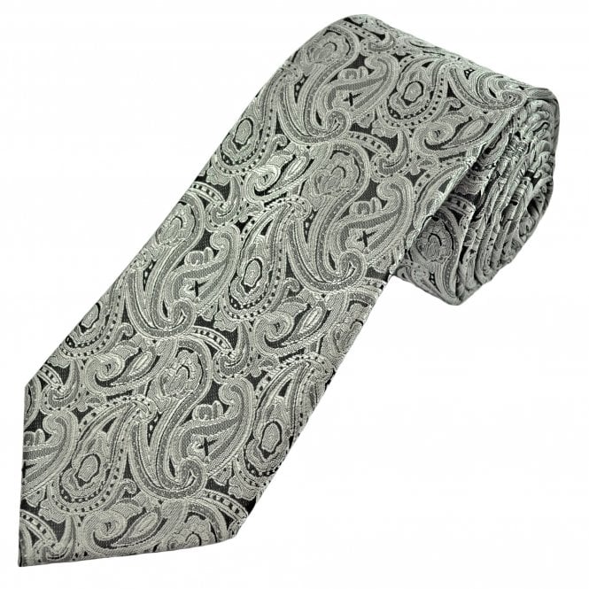 Silver & Black Paisley Pattern Men's Tie