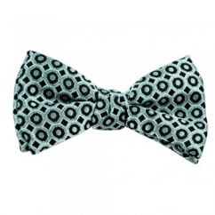 Silver & Black Patterned Silk Bow Tie