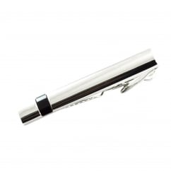Silver & Black Square Detailed Tie Bar