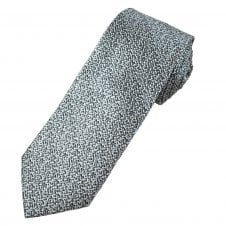Silver Blue & Black Pattern Luxury Silk Men's Tie