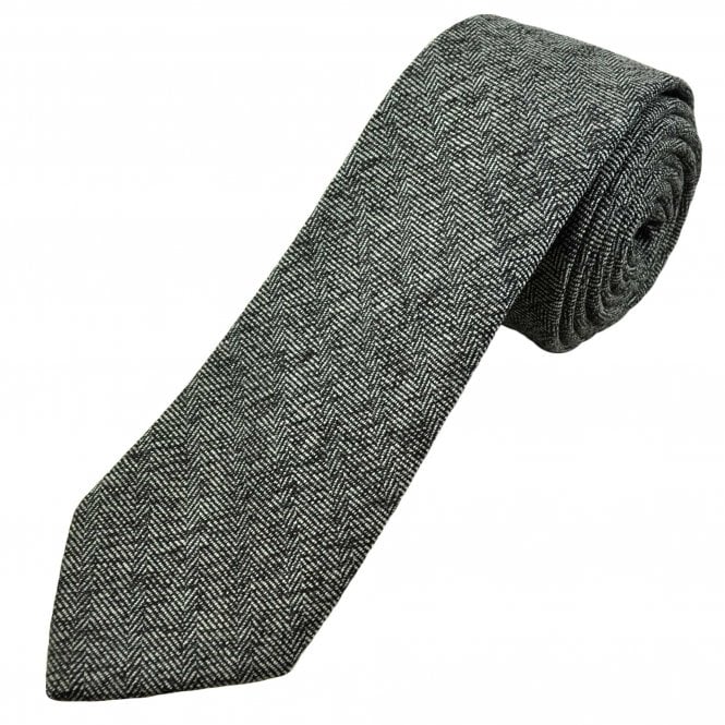 Silver, Grey & Black Patterned Tweed Look Men's Tie