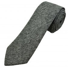 Silver, Grey & Black Patterned Tweed Look Men's Tie