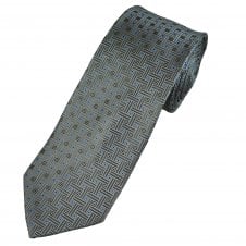 Silver, Grey, Blue & Purple Basket Weave Pattern Luxury Silk Men's Tie