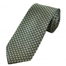 Silver Grey, Brown & Black Patterned Men's Silk Tie