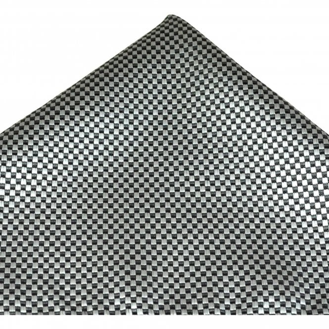 Silver & Grey Micro Checked Pocket Square Handkerchief