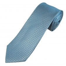 Silver, Light Blue & Navy Pattern Luxury Silk Men's Tie