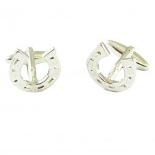 Silver Lucky Horseshoes Wedding Cufflinks
