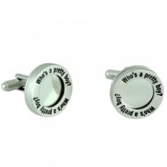 Silver Mirror 'Who's A Pretty Boy' Novelty Cufflinks