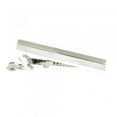 Silver Multi Faceted Skinny Tie Bar - 43mm