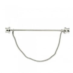 Silver Top Hat Collar Bar Pin with Chain