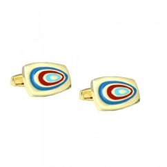 Simon Carter 70's Swirl Gold & Red Cufflinks