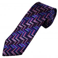 Simon Carter London Pink & Multi Coloured Zig Zag Pattern 100% Silk Men's Designer Tie