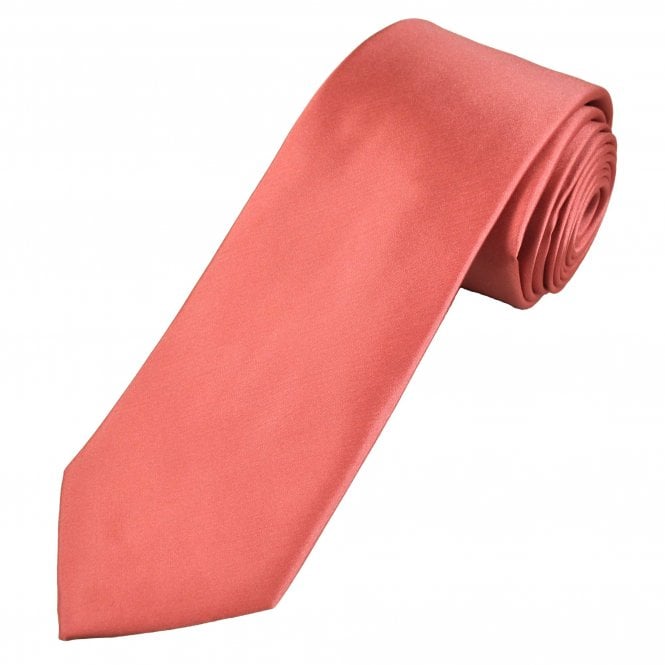 Simon Carter London Plain Coral 100% Silk Men's Designer Tie