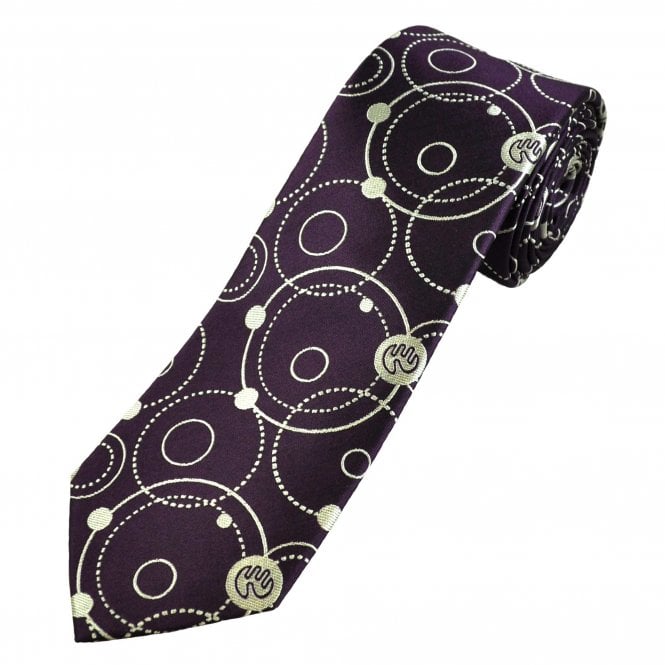 Simon Carter London Purple & Silver Patterned 100% Silk Men's Designer Tie