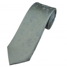 Simon Carter London Silver Grey Embossed Effect Flower Pattern 100% Silk Men's Designer Tie