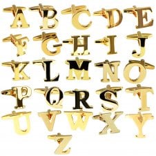 Single, Individual Letter Alphabet Cufflink - Gold