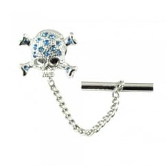 Skull & Crossbones Sapphire Tie Pin