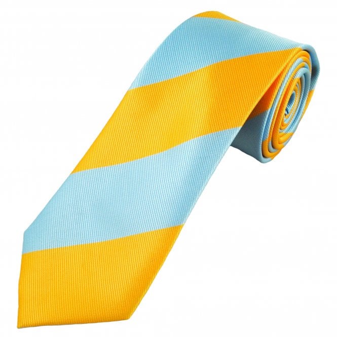 Sky Blue & Golden Yellow Men's Striped Tie