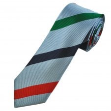 Sky Blue, Navy, Red & Green Stripe Men's Silk Narrow Tie