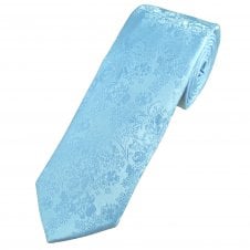 Sky Blue Pretty Floral Pattern Men's Tie