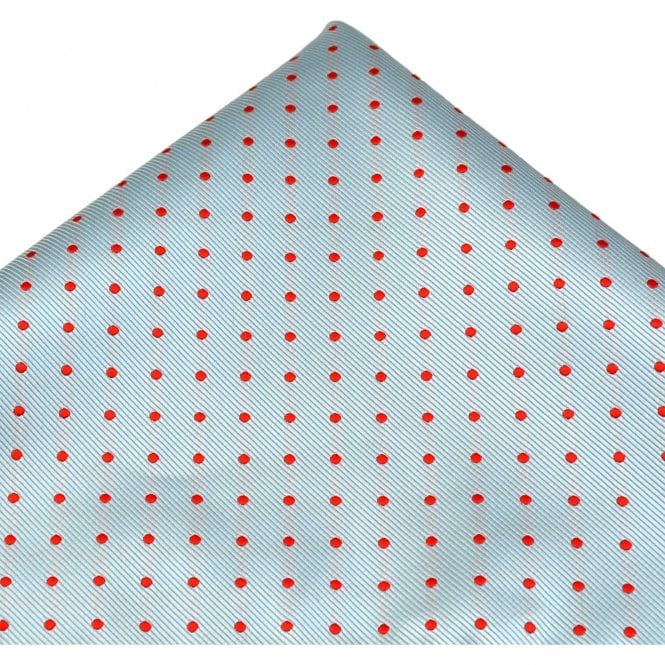 Sky Blue & Red Polka Dot Pocket Square Handkerchief