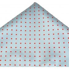 Sky Blue & Red Polka Dot Pocket Square Handkerchief