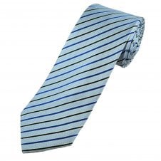 Sky Blue, Royal Blue & Navy Striped Men's Silk Tie