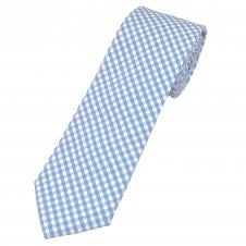 Sky Blue & White Gingham Check 100% Cotton Tie by Lupi Romani